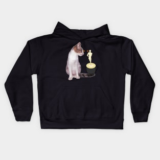 Drinking coffee with a cat Kids Hoodie